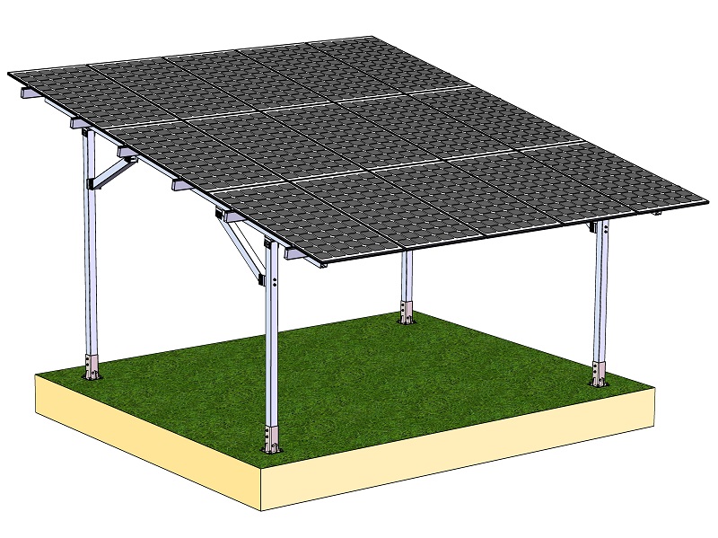 Vertical column solar carport system