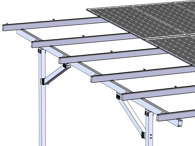 Vertical column solar carport system