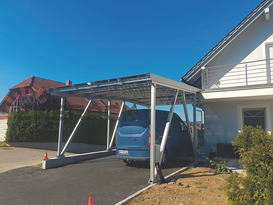 Sistema de montaje solar para cochera impermeable de 17KW en Austria